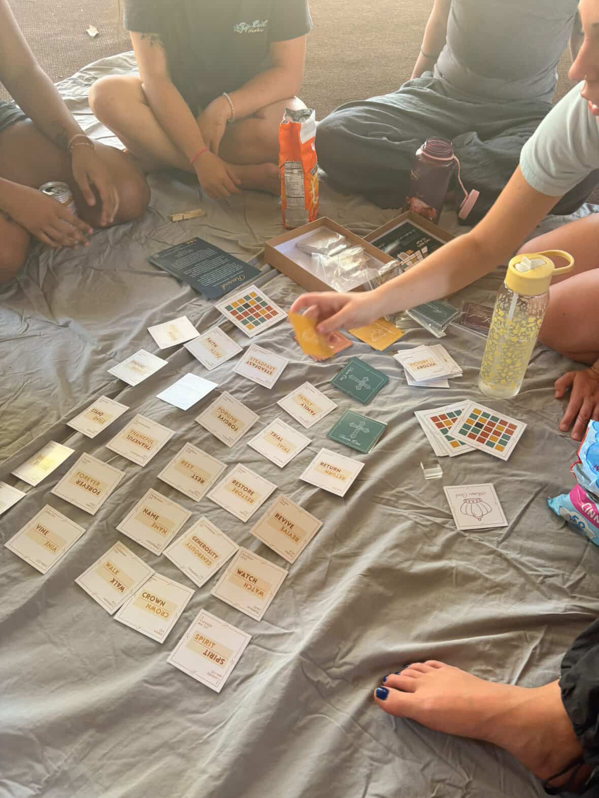 Group playing Revival on the floor